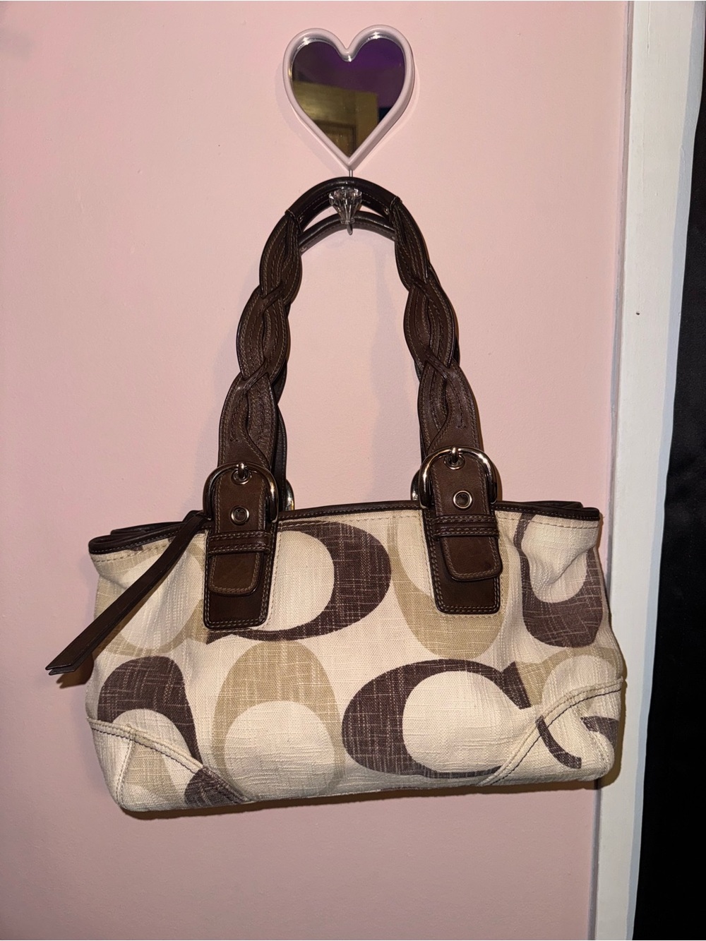 Coach brown and cream Carly handbag